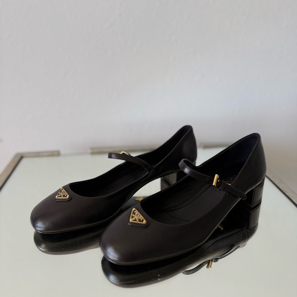 New PRADA Leather Mary Jane Ballerina Pumps - Nero $1,120 40 - Picture 13 of 14